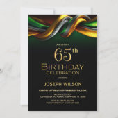 Modern Green and Gold 65th Birthday Party 招待状 (正面)