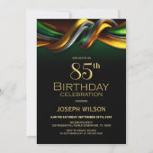 Modern Green and Gold 85th Birthday Party 招待状 (正面)