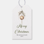 Modern Green and Gold Christmas Ball Gift Label ギフトタグ (正面)