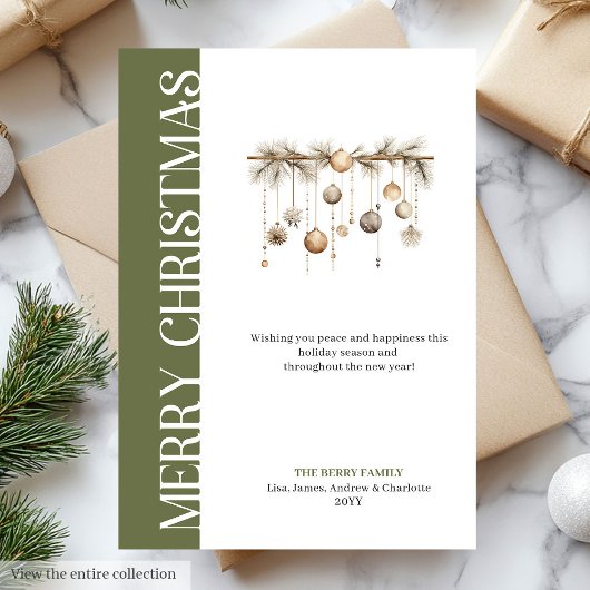 Modern green and gold Christmas greeting card シーズンカード