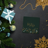 Modern Green and Gold Christmas QR Code RSVP Card エンクロージャーカード