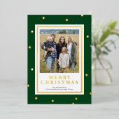Modern Green and Gold Foil Christmas Photo Card 箔シーズンカード (立ち正面)