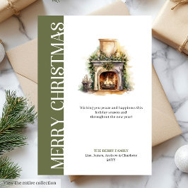 Modern Green And Gold Minimalist Christmas Card シーズンカード