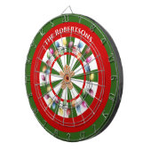 Modern Green And White Christmas lights Themed ダーツボード (正面右)