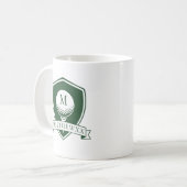 Modern Green and White Golf Ball Name Monogram コーヒーマグカップ (正面左)