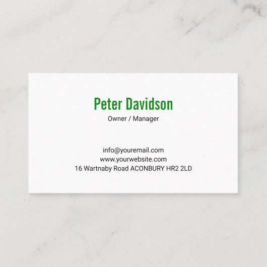 Modern Green and White Lawn Service Professional 名刺 (裏面)