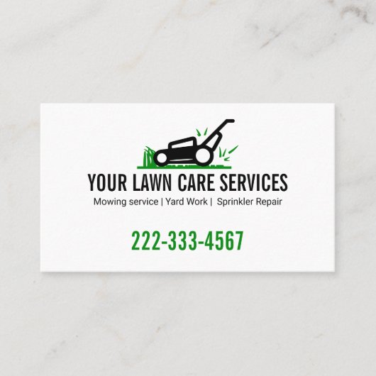 Modern Green and White Lawn Service Professional 名刺 (正面)
