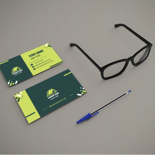 Modern Green and White Professional Business Card 名刺