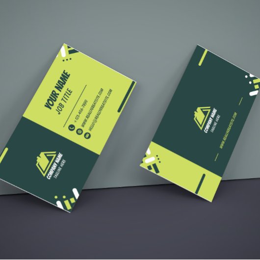 Modern Green and White Professional Business Card 名刺
