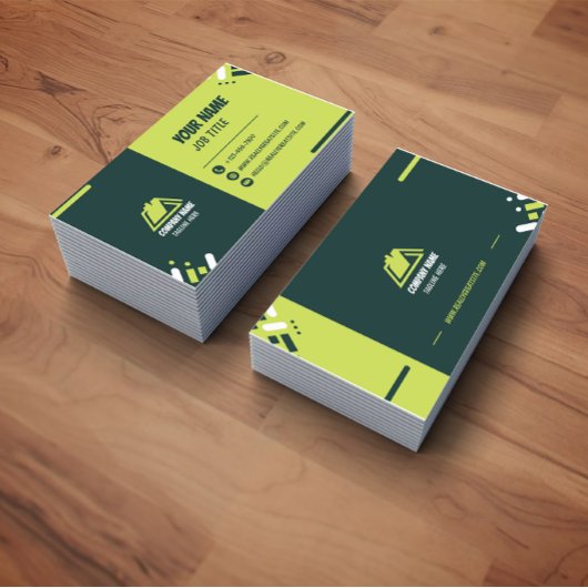 Modern Green and White Professional Business Card 名刺