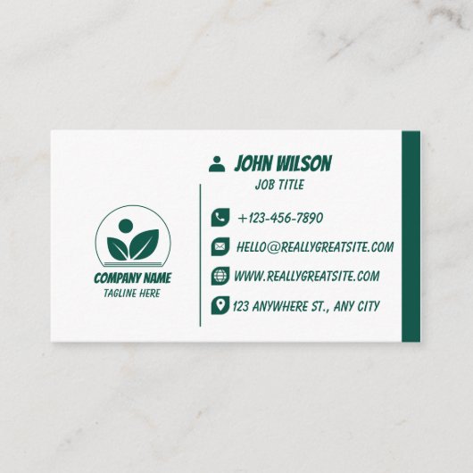 Modern Green and White QR Code Business Card 名刺 (正面)