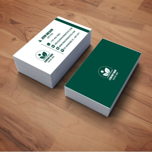 Modern Green and White QR Code Business Card 名刺