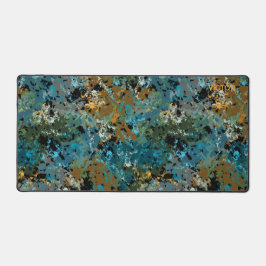 Modern Green Blue Camo Army Masculine Custom Name  デスクマット