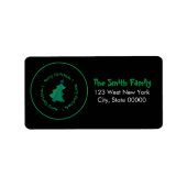 Modern Green Blue Christmas Tree on Black ラベル (正面)