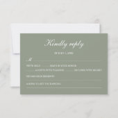 Modern Green Boho Wedding Simple Elegant RSVP (正面)