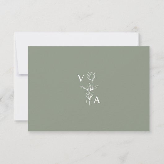 Modern Green Boho Wedding Simple Elegant RSVP (裏面)