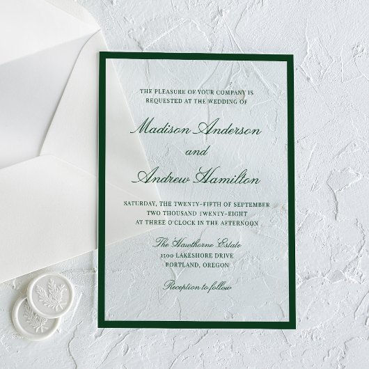 Modern Green Border Wedding アクリル招待状