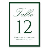Modern Green Border Wedding テーブルナンバー (正面)