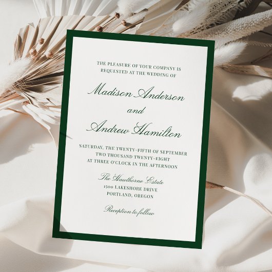 Modern Green Border Wedding 招待状
