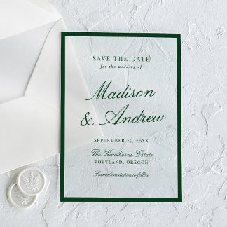 Modern Green Border Wedding Save the Date アクリル招待状