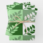 Modern Green Botanical Leaf Pattern Wrapping Paper ラッピングペーパーシート (インサイチュ)