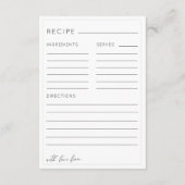 Modern Green Bridal Shower Recipe エンクロージャーカード (裏面)