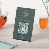 Modern Green Business Logo Contactles QR Code Menu 台座サイン (インサイチュ)