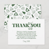 Modern Green Camp Bachelorette Weekend サンキューカード (正面/裏面)