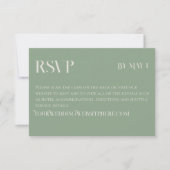 Modern Green Classic Wedding RSVP with QR Code (正面)