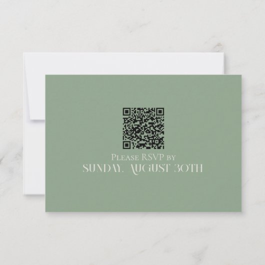Modern Green Classic Wedding RSVP with QR Code (裏面)