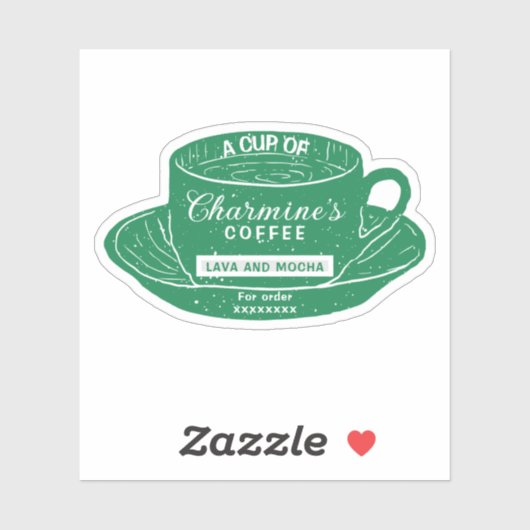 Modern Green Coffee Cup Stickers for Coffee Cups シール (シート)
