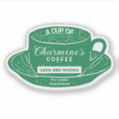 Modern Green Coffee Cup Stickers for Coffee Cups シール (正面)
