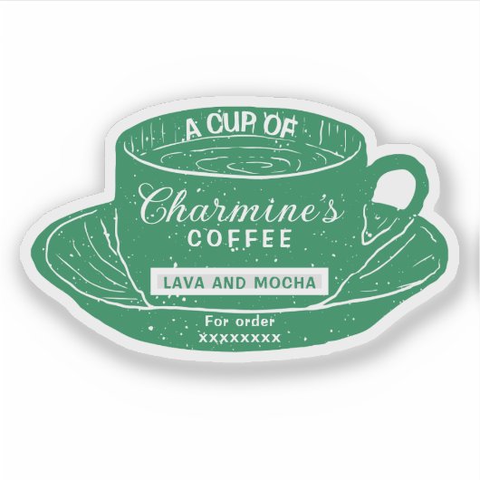 Modern Green Coffee Cup Stickers for Coffee Cups シール (正面)