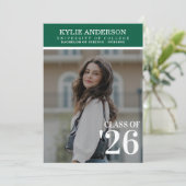 Modern Green College Graduation Senior Photo 招待状 (スタンド正面)