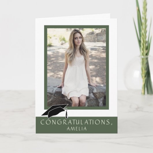 Modern Green Congratulations Graduation Photo カード (正面)