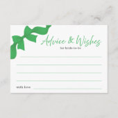 Modern Green Coquette Bow Advice and Wishes  エンクロージャーカード (正面)