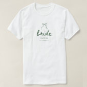 Modern Green Coquette Custom Bride's Name Wedding Tシャツ (デザイン正面)