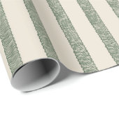 Modern Green Drawn Stripes Cream Wrapping Paper ラッピングペーパー (ロールコーナー)