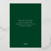  Modern Green Elegant Typography Photo Christmas 箔シーズンカード (裏面)