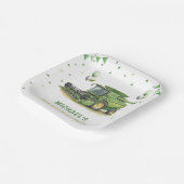 Modern Green Farm Tractor 3rd Birthday ペーパープレート (傾斜あり)