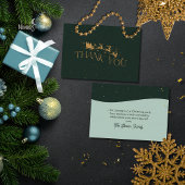 Modern Green Faux Gold Christmas Thank You Card サンキューカード