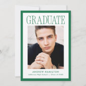 Modern Green Frame 2 Photo Graduation 案内状 (正面)