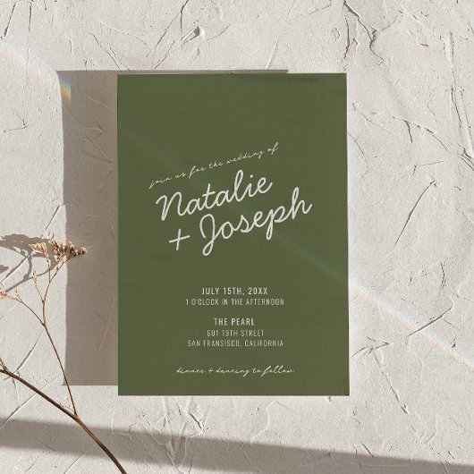 Modern Green Fun Whimsical Summer Wedding 招待状