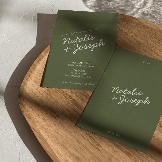 Modern Green Fun Whimsical Summer Wedding 招待状