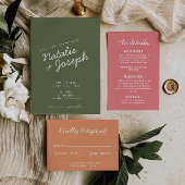 Modern Green Fun Whimsical Summer Wedding 招待状