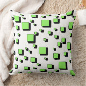 Modern Green Geometric Square Pattern Throw Pillow クッション (ブランケット)
