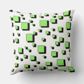 Modern Green Geometric Square Pattern Throw Pillow クッション (裏面)