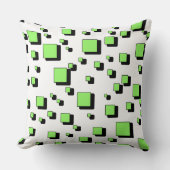 Modern Green Geometric Square Pattern Throw Pillow クッション (正面)