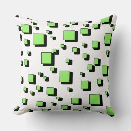 Modern Green Geometric Square Pattern Throw Pillow クッション