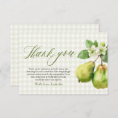 Modern Green Gingham Perfect Pair Bridal Shower サンキューカード (正面/裏面)